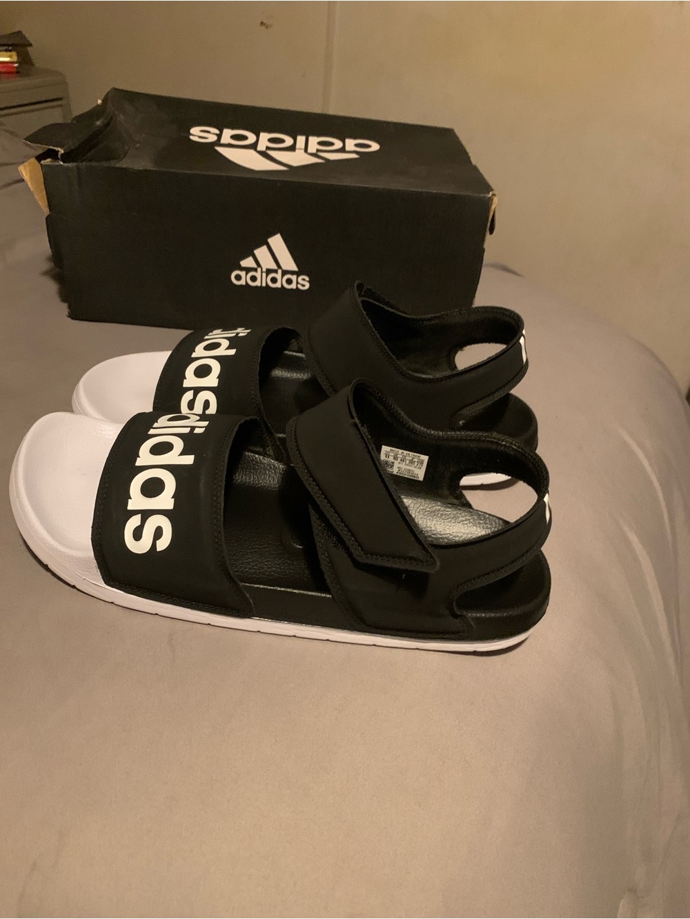 adidas Black and White Velcro Strap women’s Sandals